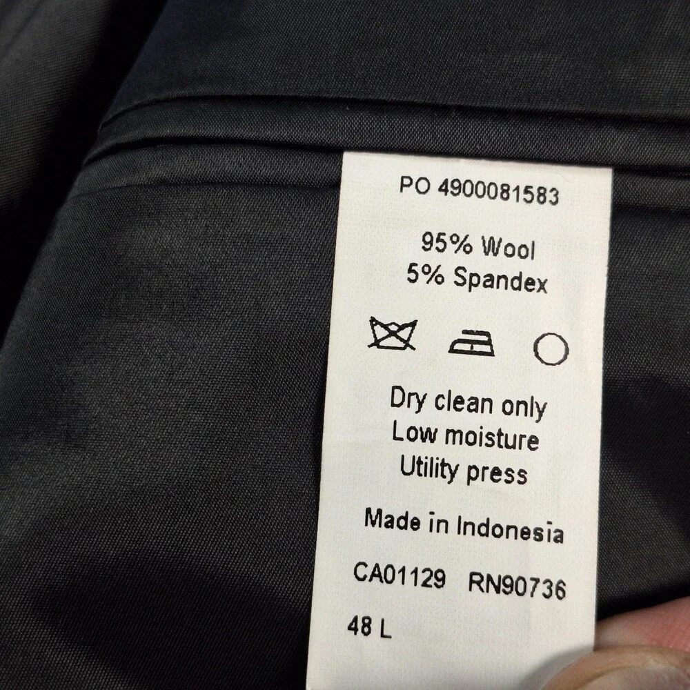Calvin Klein Suit Jacket Mens 48 Long Black Wool Ventless 2 Button Tuxedo Forma
